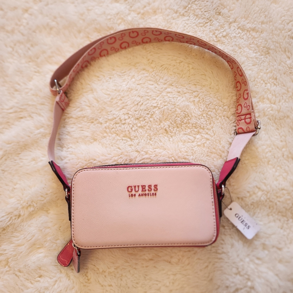Guess Charlestown Mini Crossbody Bag Powder Pink New With Tags - Picture 2 of 9